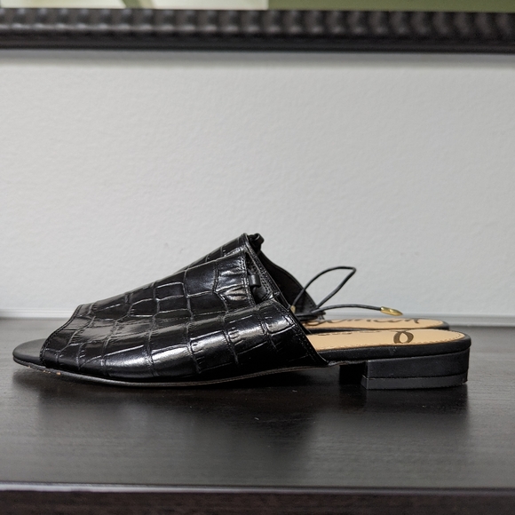 Sam Edelman 'Tia' Black Croc Embossed Lace Sandals (US W7.5) - Picture 3 of 11